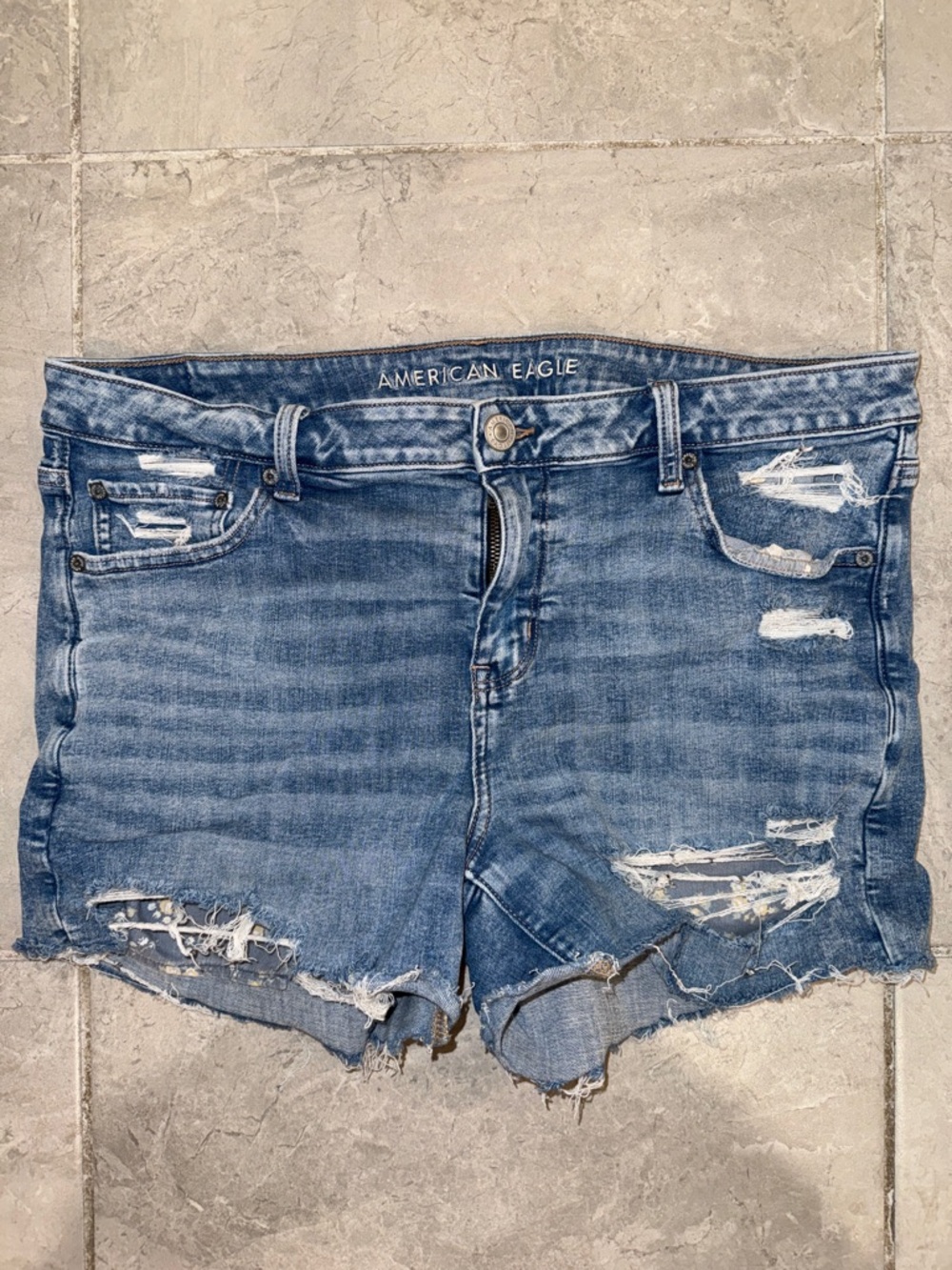 American Eagle Outfitters Distressed Light Blue Denim Cutoff Shorts